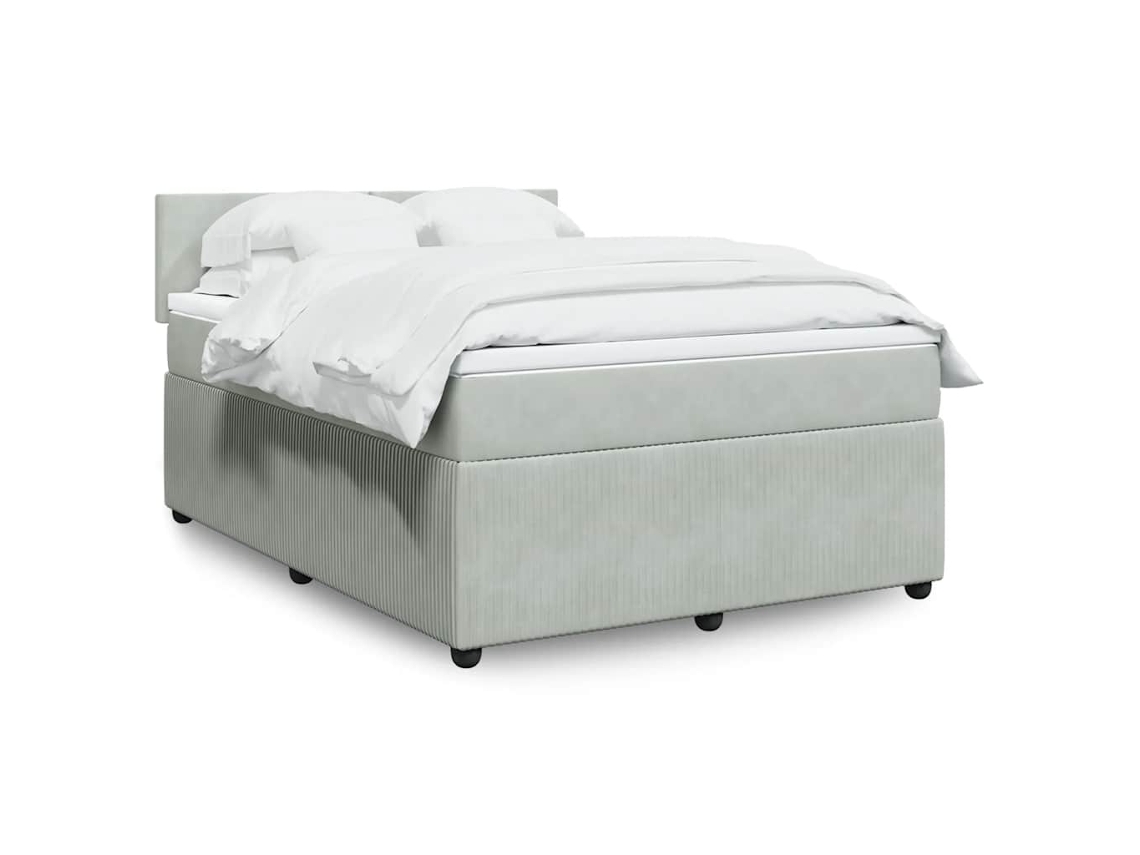 Vidaxl Cama Com Molas/colchão 140x200 Cm Veludo Cinzento-claro
