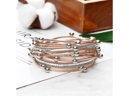Pulseira De Couro Feminina Com Pérolas E Cristais. Nostalgia88