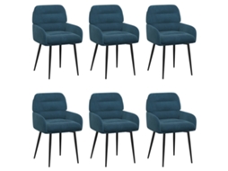 Conjunto 6 Cadeira De Jantar Vidaxl Azul Veludo (59 X 59,5 X 90 Cm)