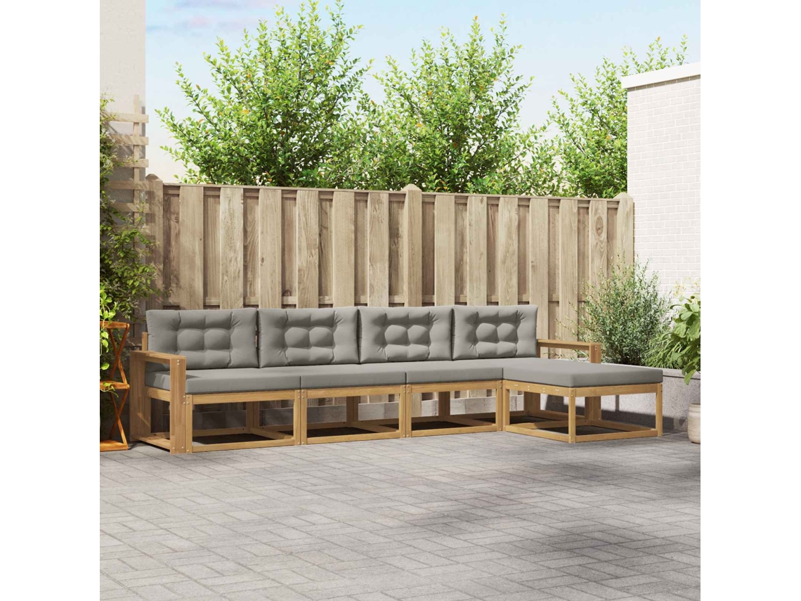 Vidaxl Conjunto De Sofás Para Exterior 4 Unid. Branco E Cinzento-claro