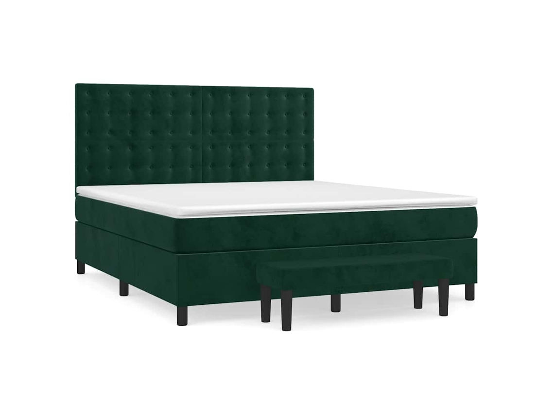 Cama com Molas/colchão 180x200 Cm Veludo Verde escuro MAISON EXCLUSIVE
