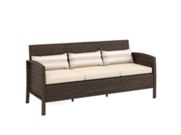 SOFÁ externo de 3 lugares em rattan com almofadas acolchoadas e capas removíveis marrom 173x68x78cm