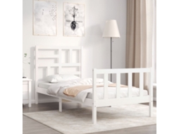 Estrutura Cama De Solteiro C/ Cabeceira Madeira Maciça Branco