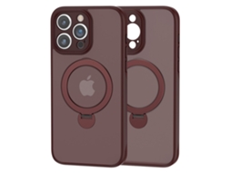 Suporte Casa Antiarranhões Para Iphone 15 Pro Max Pele Sintética Magnética Vermelho