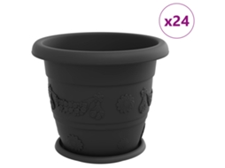 Conjunto 24 Plástico Vidaxl Preto Plástico (ø 34 X 28 Cm)