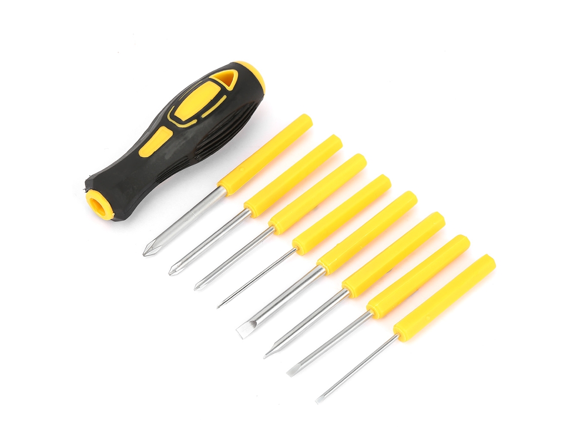 Laxiscreed Ferramenta Multifuncional Com Cabo Em Aço E Conjunto De Bits 8 Em 1 Para Trabalhos Diversos