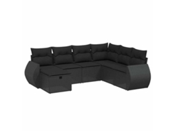 Maison Exclusive - 7 Pcs Conjunto De Sofás P/ Jardim C/ Almofadões Vime Pe Preto