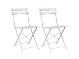 Conjunto 2 Cadeira De Jardim Vidaxl Branco Aço Revestido A Pó (42 X 46 X 82cm)