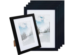 Conjunto De Fotolijsten De 5 - Pvc Negro - 22,4 X 17,2 Cm - Para 6 X 8 Polegadas Mídia - Fixação Na Parede/localização Na Mesa - Design Simples - Lijs