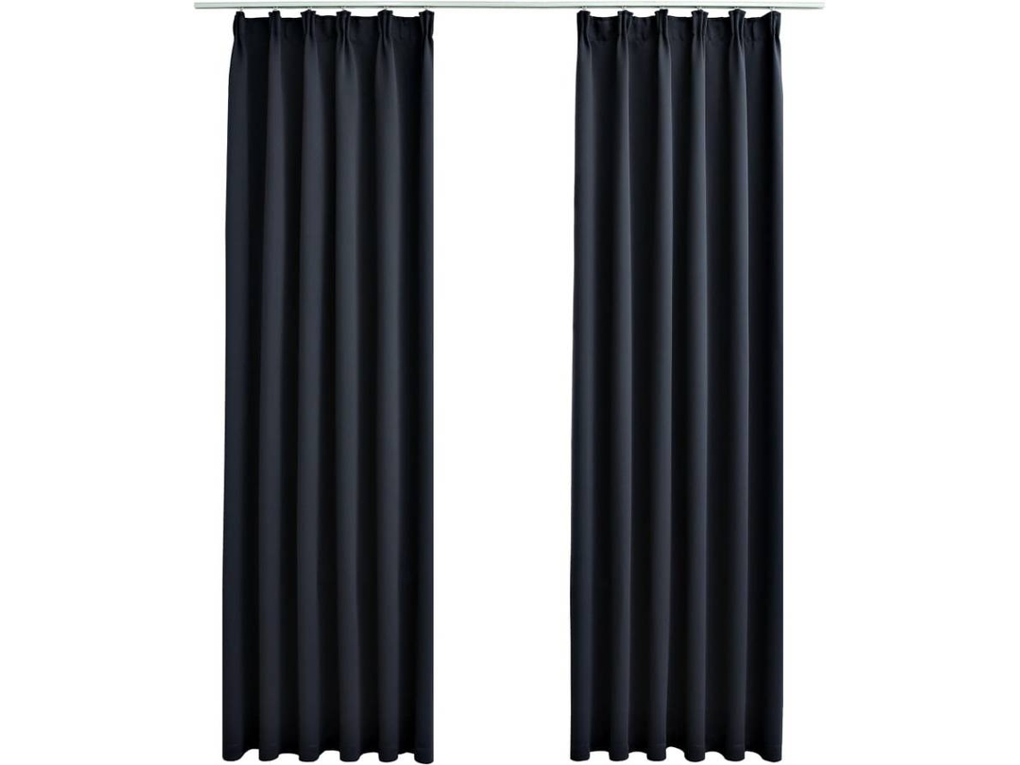 vidaXL Cortinas blackout com ganchos 2 pcs 140x175 cm antracite