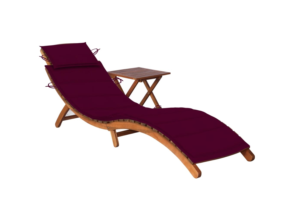 Sunlounger With Table, Sunloungers With Tables Vidaxl Vermelho Madeira De Acácia (n/a)