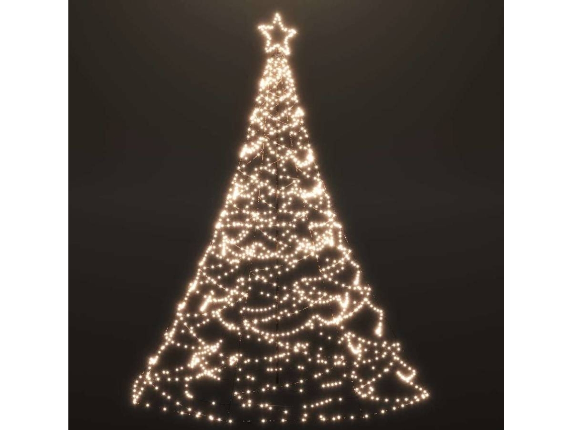 vidaXL Árvore de Natal c/ poste metal 500 luzes LED 3 m branco quente |  