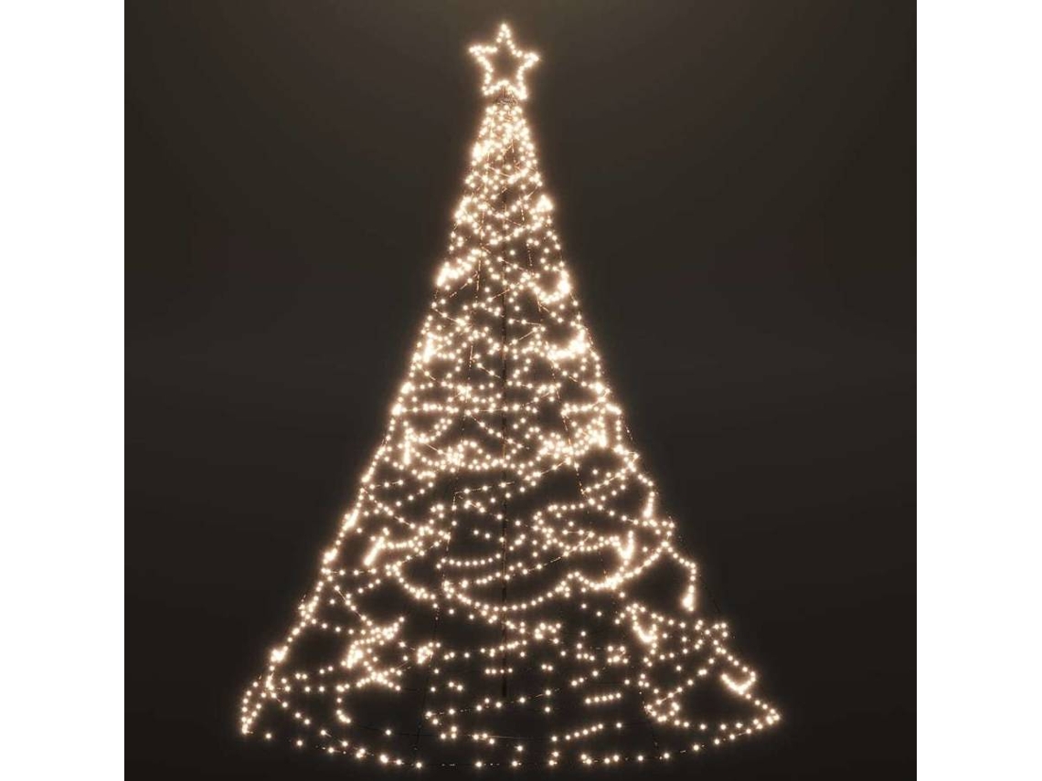 vidaXL Árvore de Natal c/ poste metal 500 luzes LED 3 m branco quente | vidaXL Árvore de Natal c/ poste metal 500 luzes LED 3 m branco quente |