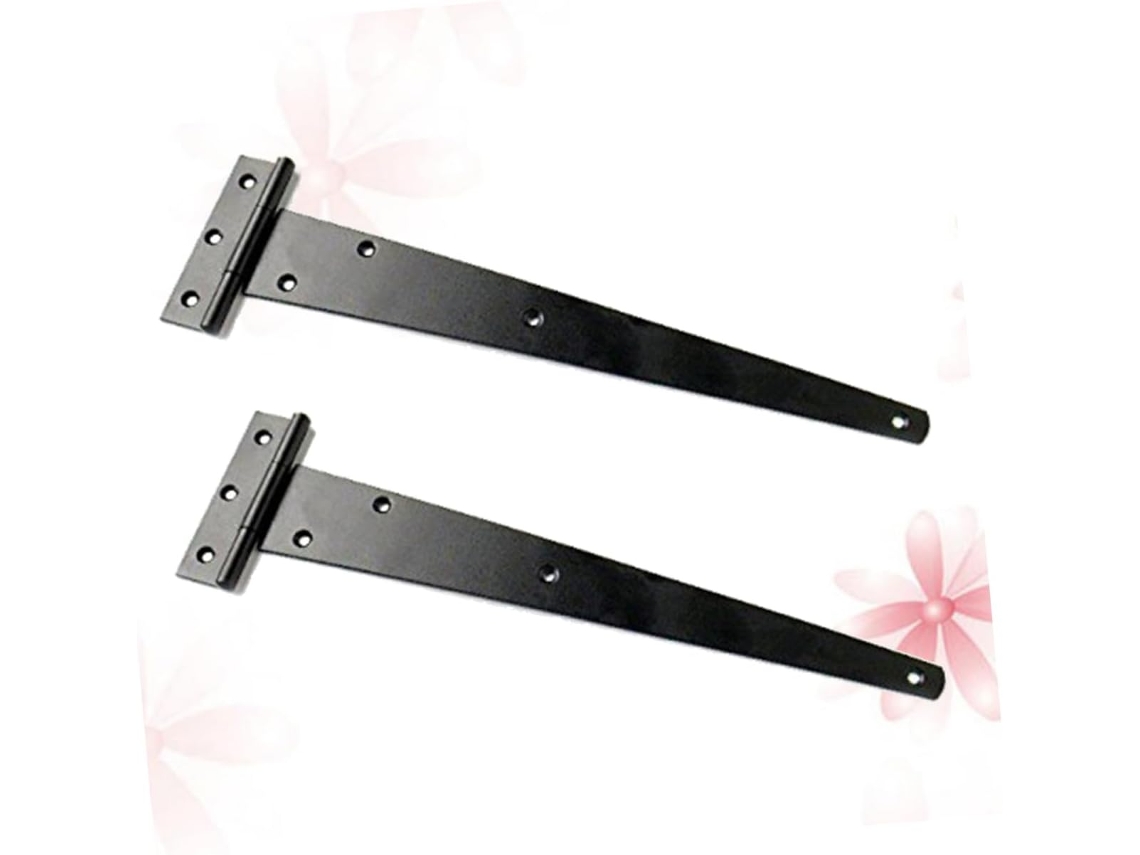 Dobradiça Em T Preta De 12 Polegadas (30 Cm) Para Portas De Ferro Leves (2 Unidades)
