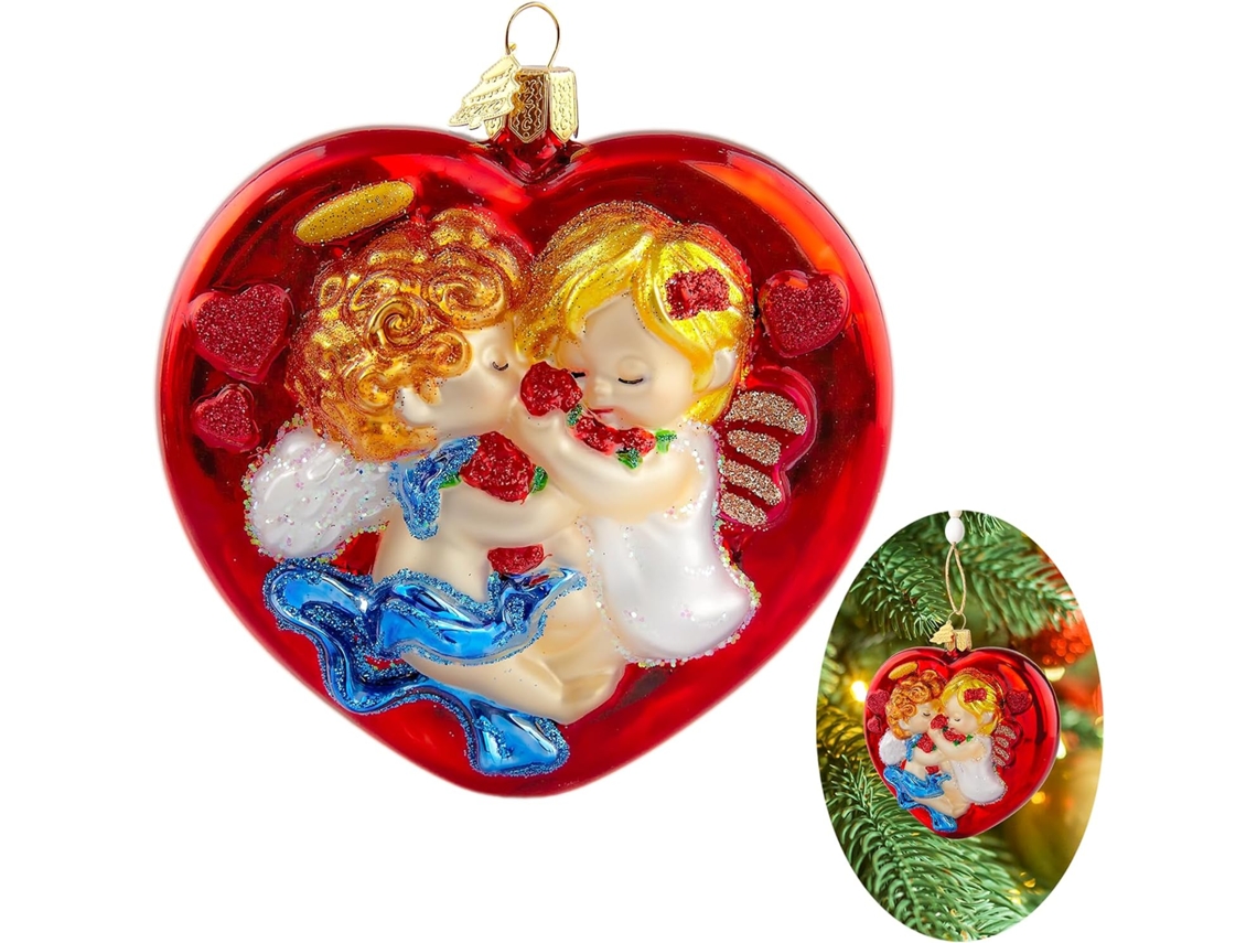 Enfeite De Natal Em Vidro Com Formato De Coração E, De Em Vidro
