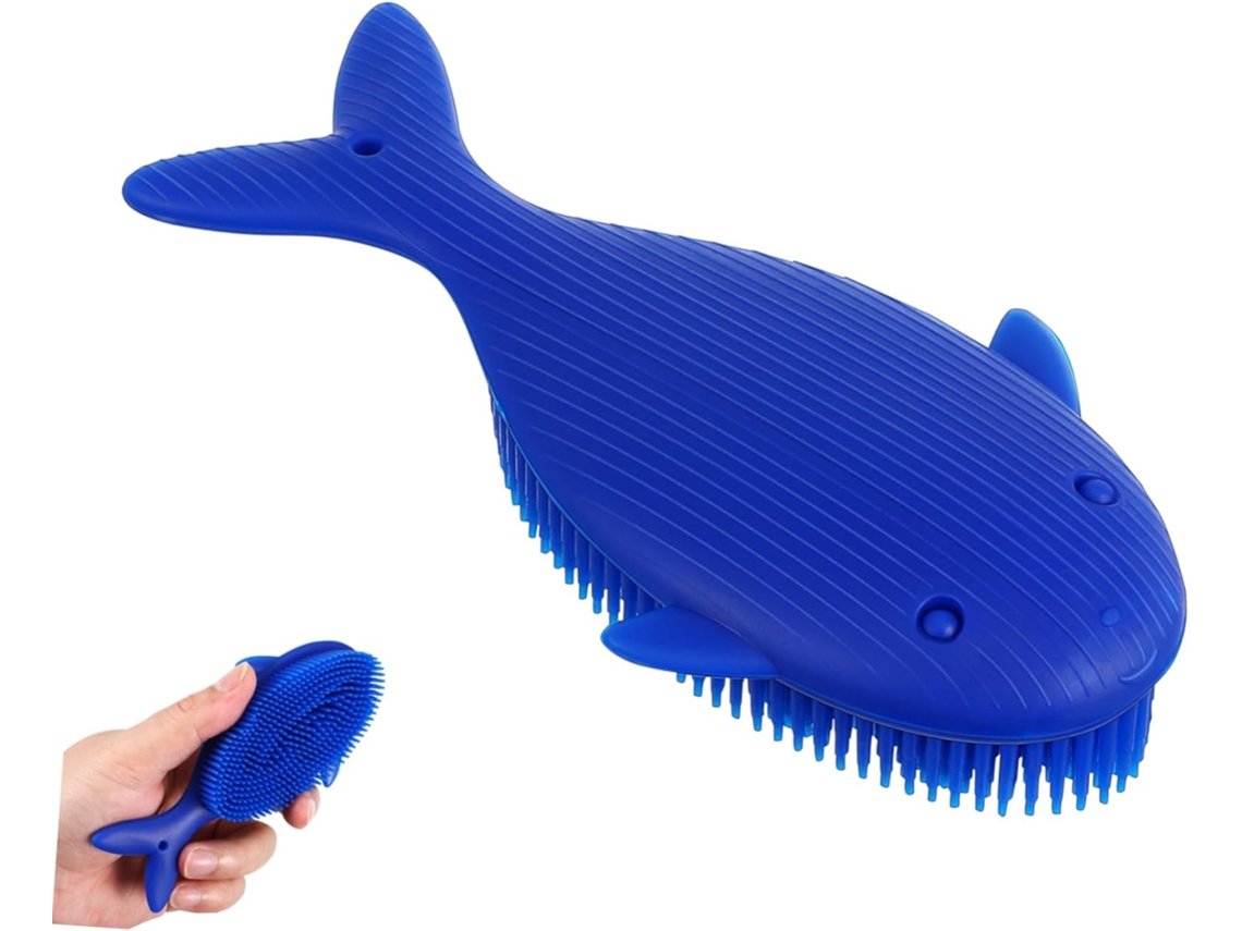 Escova De Banho Silicone Valiclud Para Esfoliação Corporal E Capilar, Em Formato De Baleia, Limpeza Profunda E