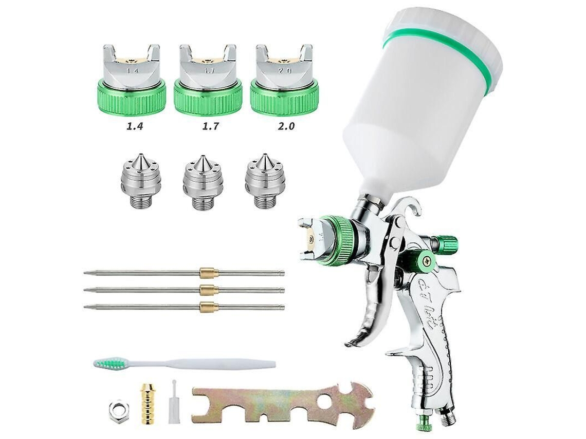 Pistola de Pintura Hvlp Profissional com 3 Pontas para Coberturas Variadas (1.4mm, 1.7mm, 2.0mm)