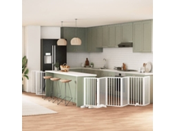 Vidaxl Portão P/ Cães Com Porta Dobrável 12 Painéis 600cm Álamo Branco