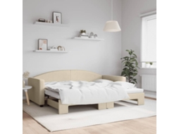 Vidaxl Sofá-cama Com Gavetão 90x200 Cm Tecido Cor Creme