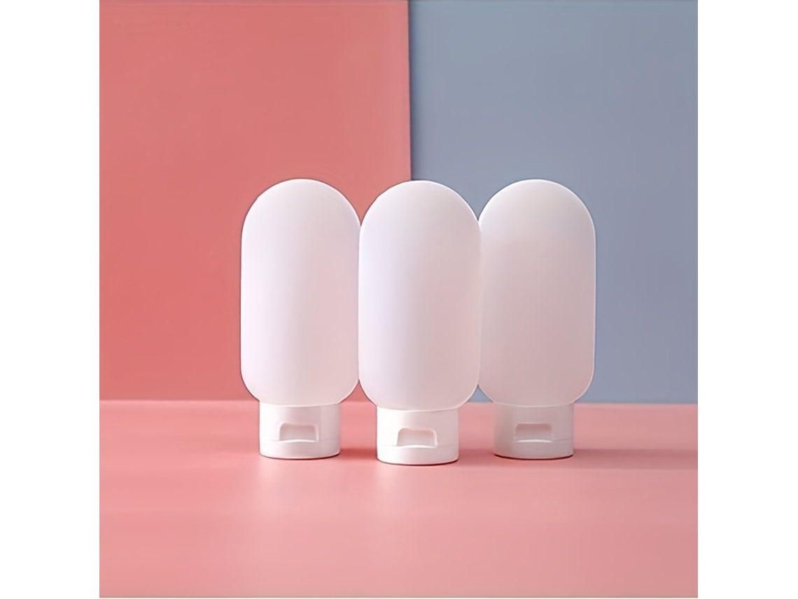 Três Frascos Recarregáveis de 60ml, com Tampa e Fáceis de Apertar. MDUG (estilo C)