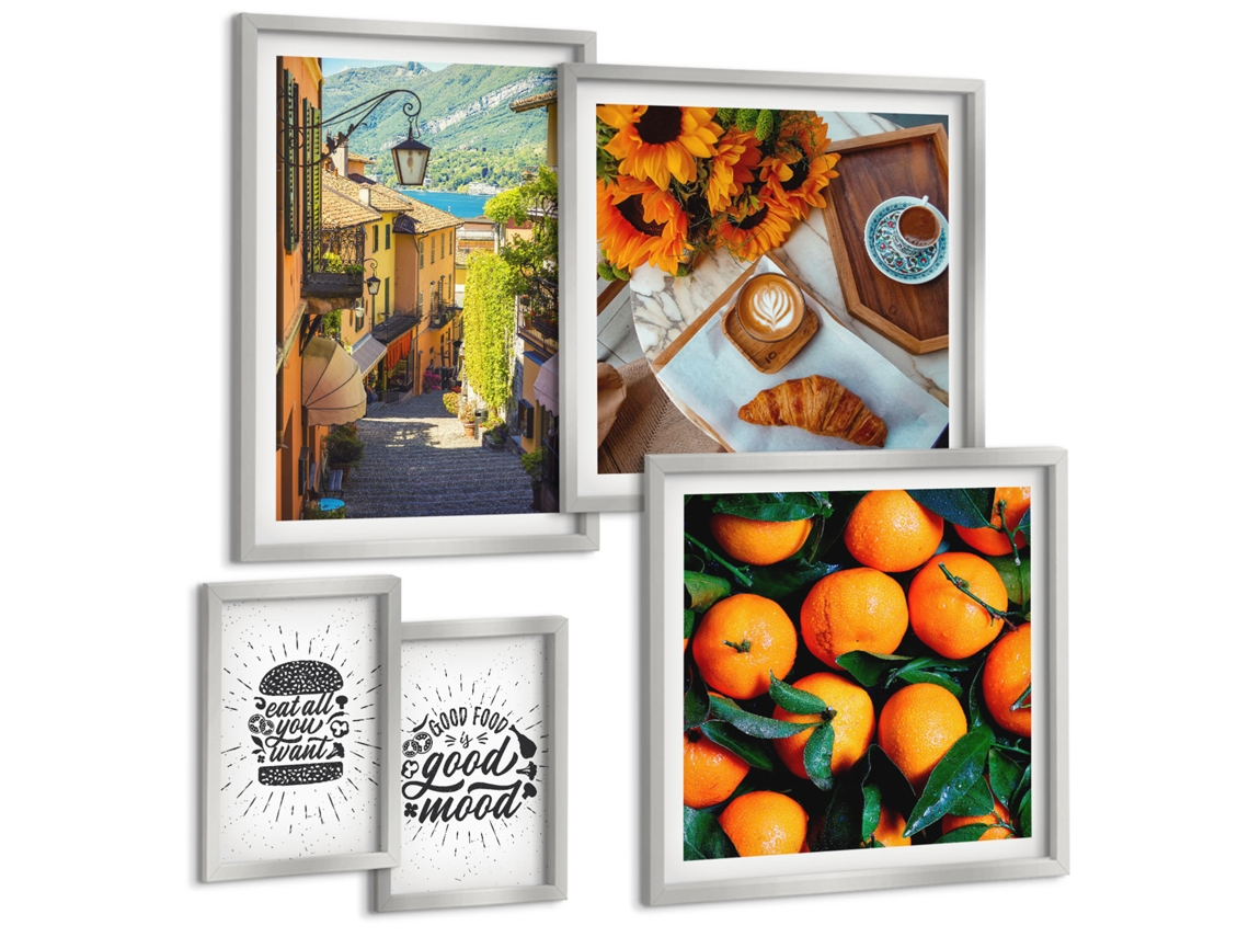 Conjunto De Pinturas Vistas De Cafés E Ruazinhas Espelharte (5 Peças)