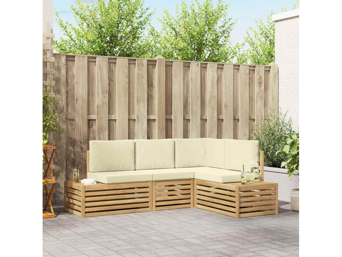 Vidaxl Conjunto De Sofás Para Exterior Branco 213,5 X 154,5 X 73 Cm