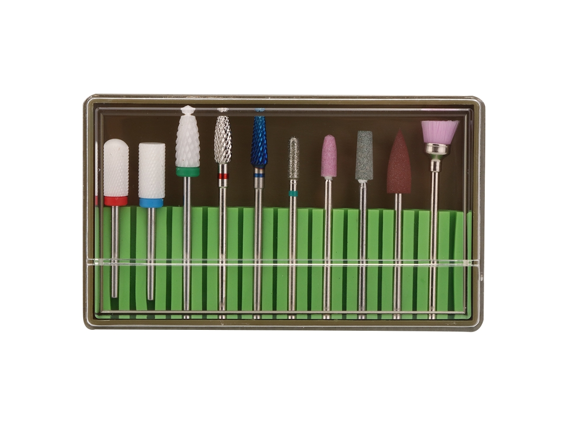 Conjunto de 10 Brocas para Unhas, Ferramenta de Polimento, Acessório para Manicure e Pedicure BH-06