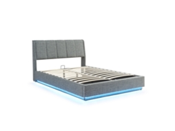 Cama Estofada Tröstiar Led Com Base De Ripas Dobrável 140x200cm Antracite [EN.CASA]