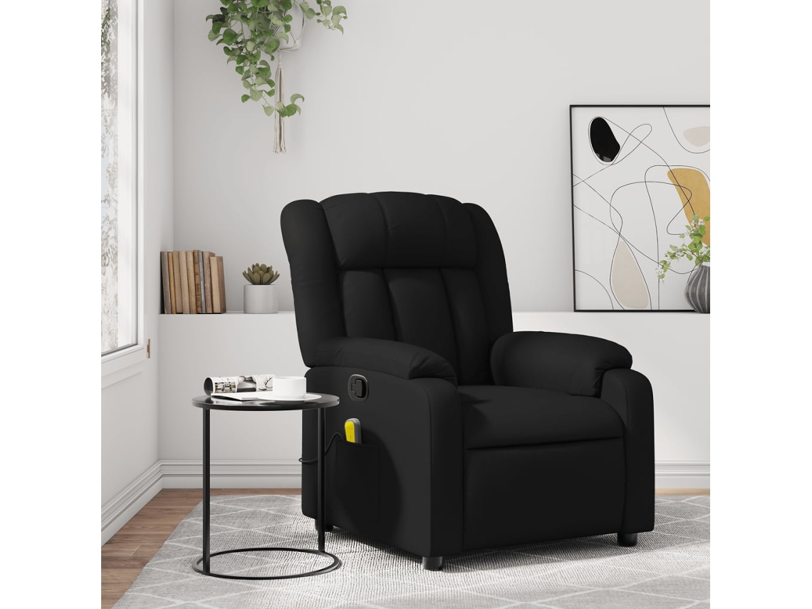 Vidaxl Poltrona De Massagem Reclinável Em Couro Sintético Preto