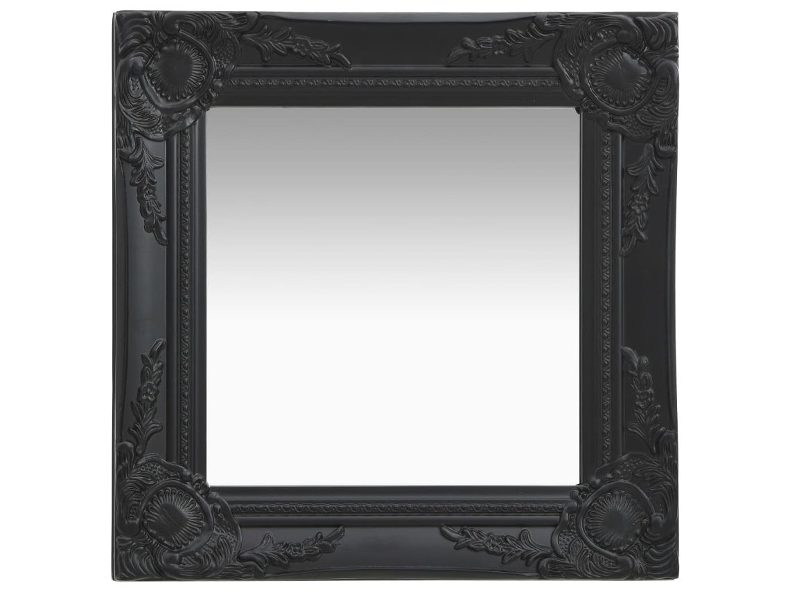 Vidaxl Espelho De Parede Estilo Barroco 40x40 Cm Preto