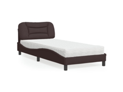 Vidaxl Cama Com Colchão Hvar 90x190 Cm Tecido Castanho-escuro