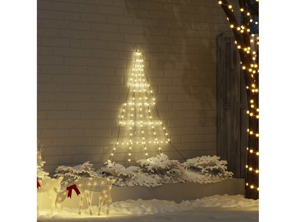 Vidaxl Árvore De Natal Led Com Estacas Para O Solo Branco Quente Metal
