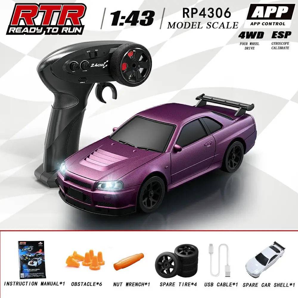 Carro De Drift Controlado Remotamente, Tração Nas Quatro Rodas 2.4g, Estabilização Por Giroscópio Esp, Controle Totalmente Proporcional.