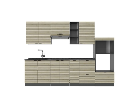 Cozinha Fame Line, 280cm, Pt Antracite, Chêne Lambris/antracite, Antracite, Vicco