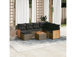 Vidaxl 8 Pcs Conjunto Sofás de Jardim C/ Almofadões Vime Pe Cinzento
