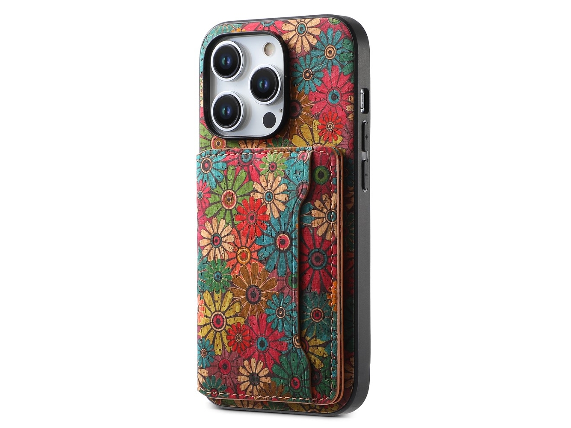Suporte Casa Para Iphone 15 Pro Pele Sintética Com Porta-cartões Verde
