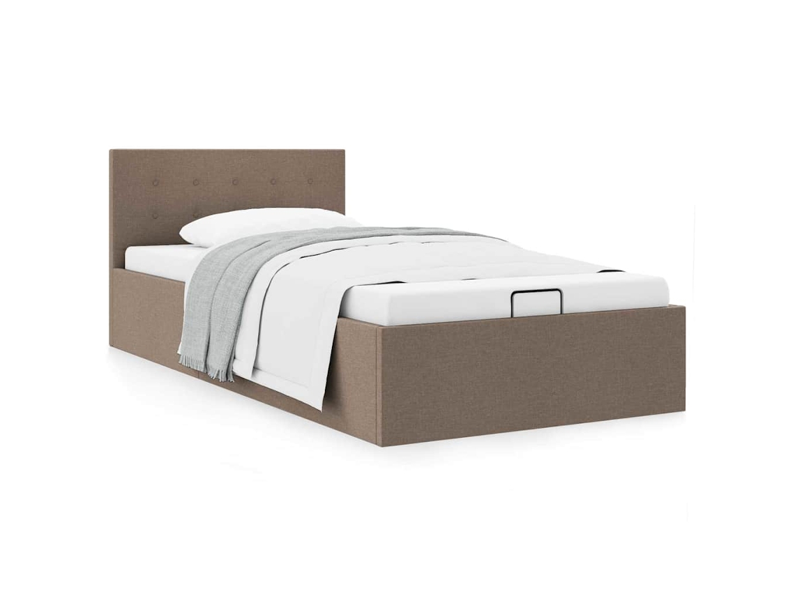 Cama Hidráulica C/ Arrumação 90x200cm Tecido Cinza-acastanhado