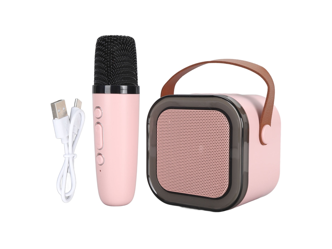 Mini máquina de karaoke portátil com alto-falante Bluetooth, microfone e luzes LED dinâmicas para crianças e adultos | S/MARCA