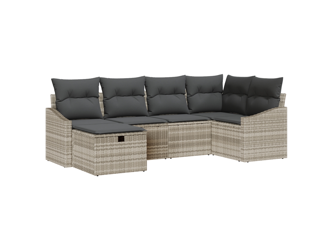 Conjunto 6 Conjunto De Sofás Para Exterior Vidaxl Cinzento-claro Vime Pe (233,5 X 123,5 X 85 Cm)
