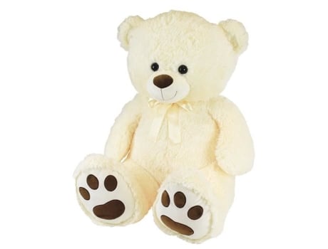Urso Creme de Pelúcia com Laço /- 100 cm - PLANET PLUCH - Urso creme grande de 1 metro, irresistivelmente macio.