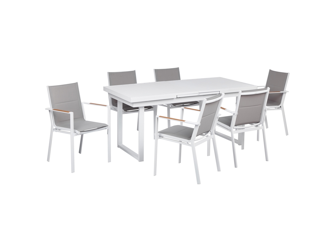 Conjunto De Refeição De Jardim Para 6 Pessoas Beliani Valcanetto/busseto De Alumínio Cinzento 110x110x74