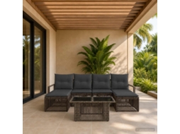 Vidaxl Conjunto De Sofá De Jardim 7 Unid. Cinza E Cinza Escuro Vime Pe