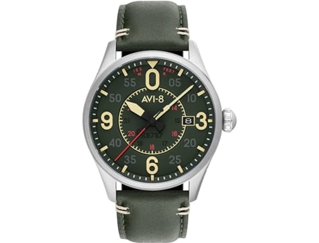 Relógio Masculino Verde Real Couro Spitfire Automático Av-4090-03 AVI-8