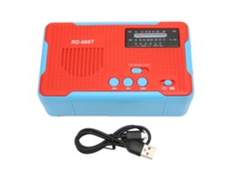 Rádio de Emergência AQUAFORGE multifuncional AM/FM com manivela, energia solar, lanterna Led