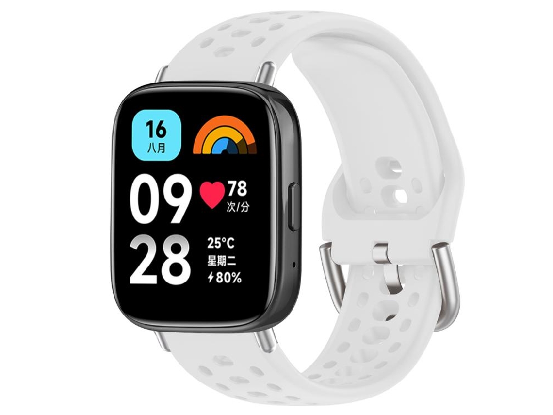 Bracelete Para Redmi Watch 3 Active / Lite - Silicone Esportivo - Fivela Prateada Branca