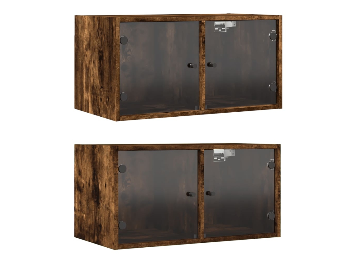 Conjunto de 2 Armários de Parede com Suporte para Vidro 68,5x37x35 cm Carvalho Fumo MAISON EXCLUSIVE