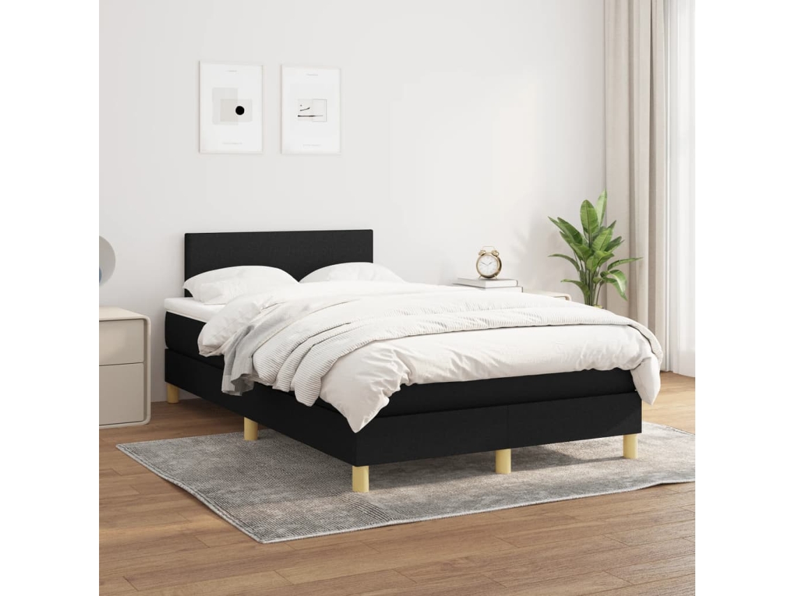 Vidaxl Cama Com Molas/colchão 120x200 Cm Tecido Preto