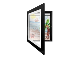 Quadro Para Arte Infantil Com Apoio De Parede Horizontal/vertical E Estrapas Elásticas Em Madeira Com Vidro Temperado Preto