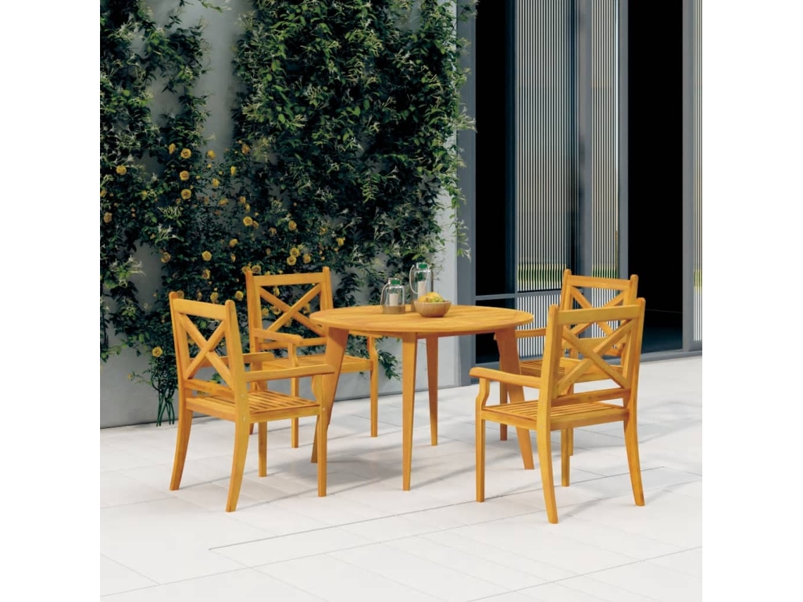 Vidaxl 5 Pcs Conjunto de Jantar para Jardim Madeira de Acácia Maciça