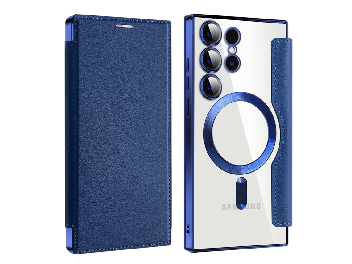 Capa Magnética Para Samsung Galaxy S25 Plus– Com Porta Cartões E Proteção Rfid Anti-roubo Azul Marinho Panoona